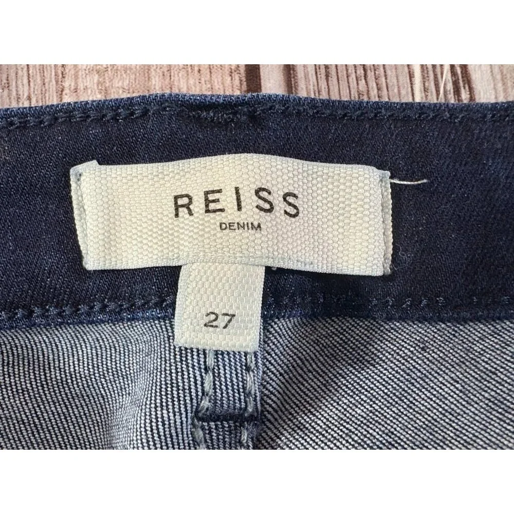 REISS Beau High Rise Stretch Flared Jeans sz 27 color Dark Indigo NWOT - Picture 2 of 9